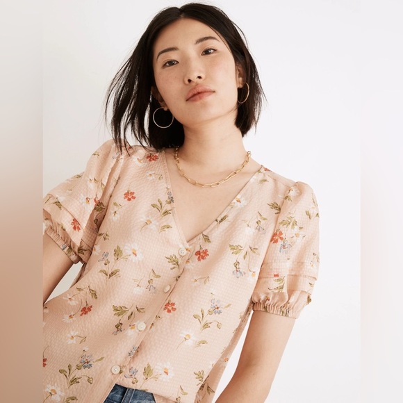 Madewell • Silk Pembroke Top in Seaside Floral - Picture 1 of 10